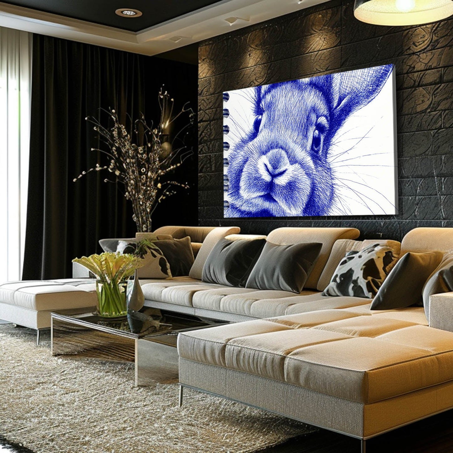 Blue Rabbit Art – angled canvas view on white background