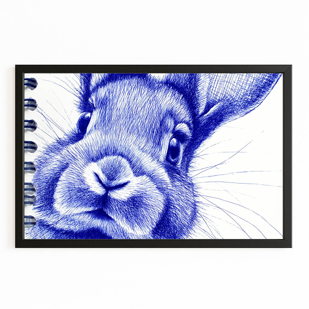 Blue Rabbit Art – with Premium Black frame on white background