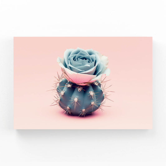 Blue Rose Pot Cactus Art – blue rose pot cactus canvas print