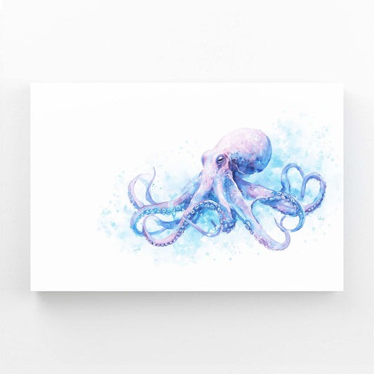 Blue Splash Sketch Octopus Canvas – canvas print on white background