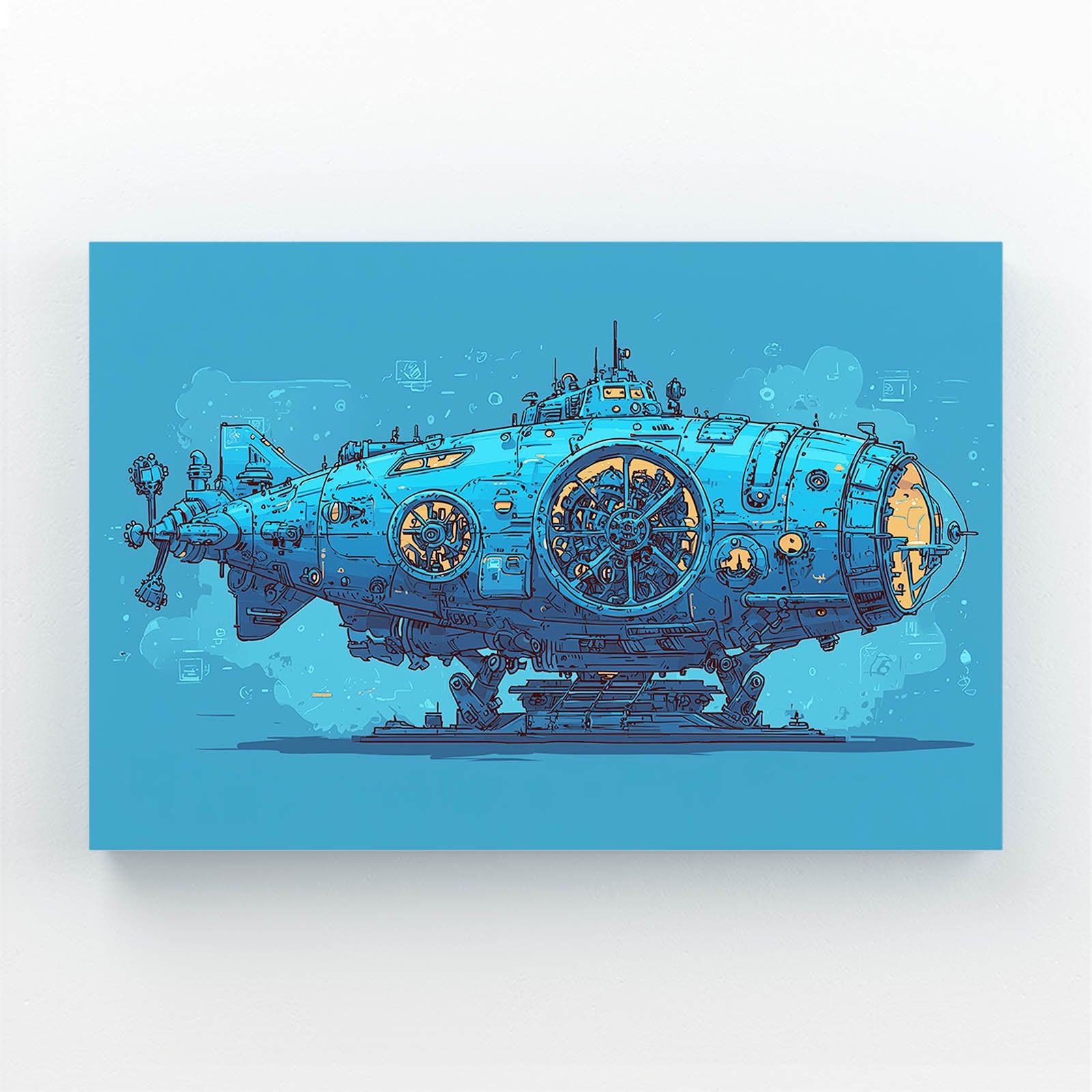 Blue Steam Submarine Steampunk Canvas – blue steam submarine steampunk canvas print