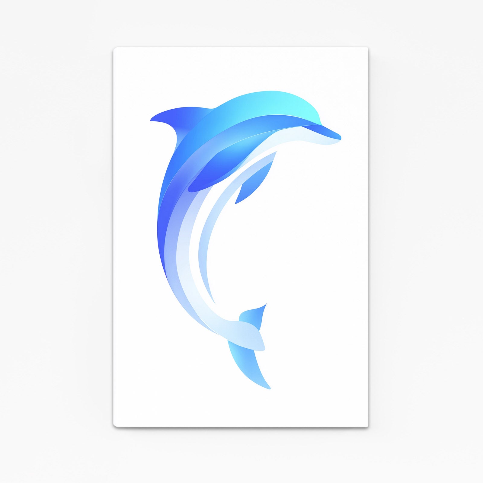 Blue Wave Duo Dolphin Art – angled canvas view on white background