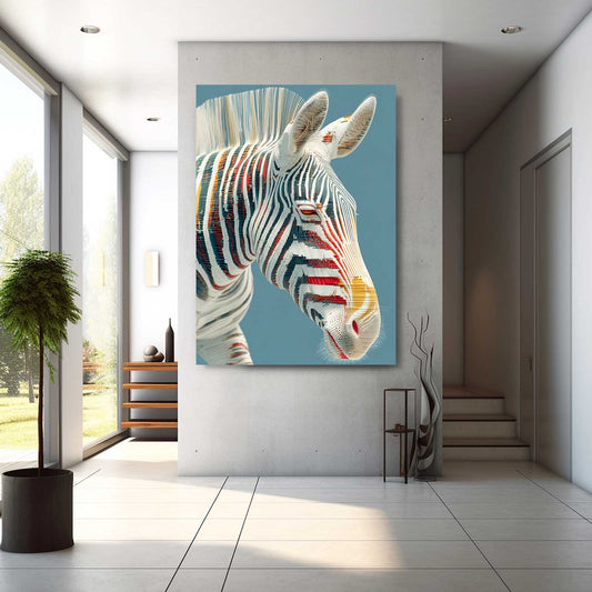 Blue Zebra Art – styled in a furnished interior