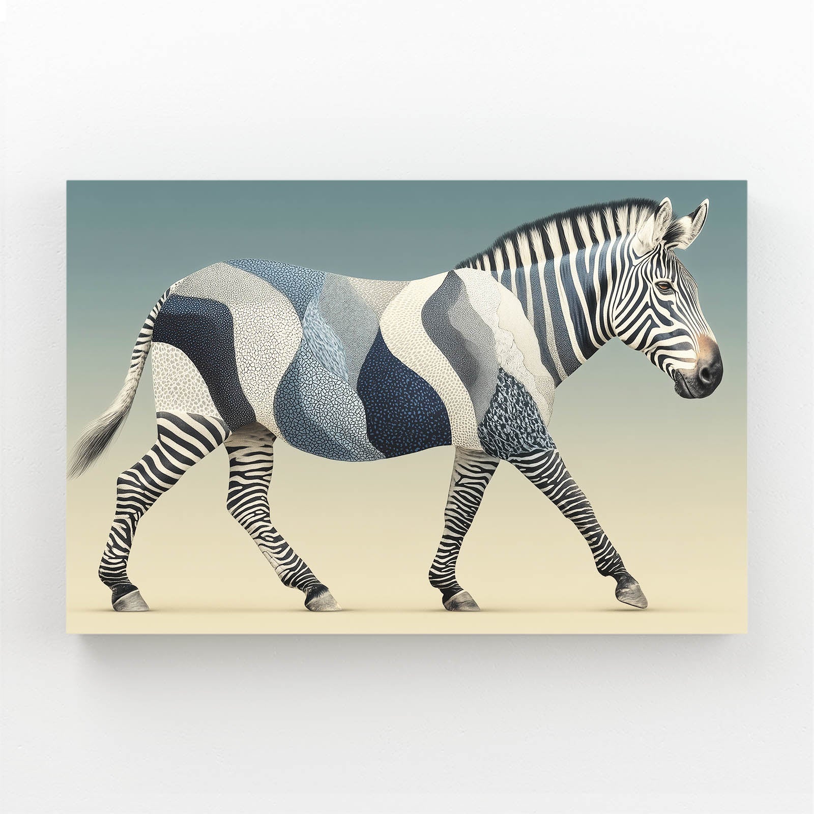 Blue Zebra Artwork – blue canvas print
