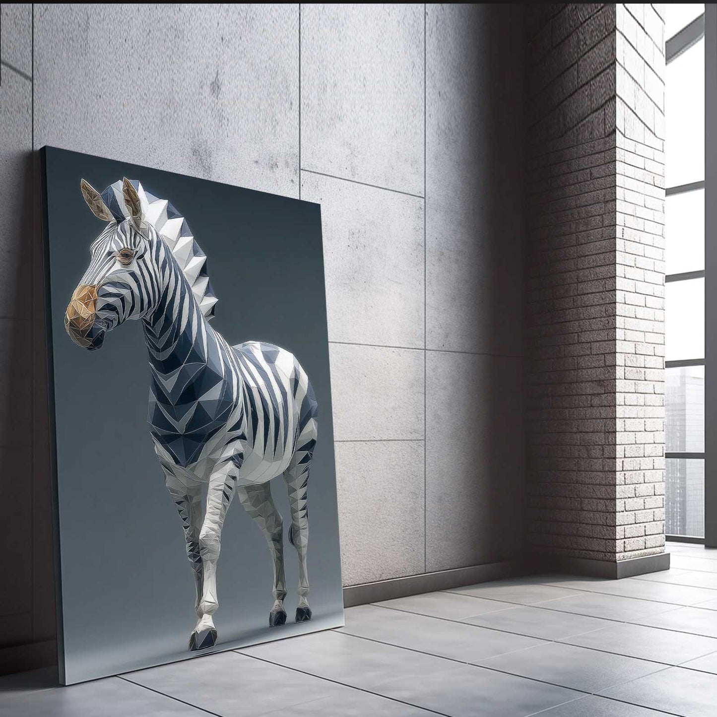Blue Zebra Canvas Art – styled in a furnished interior