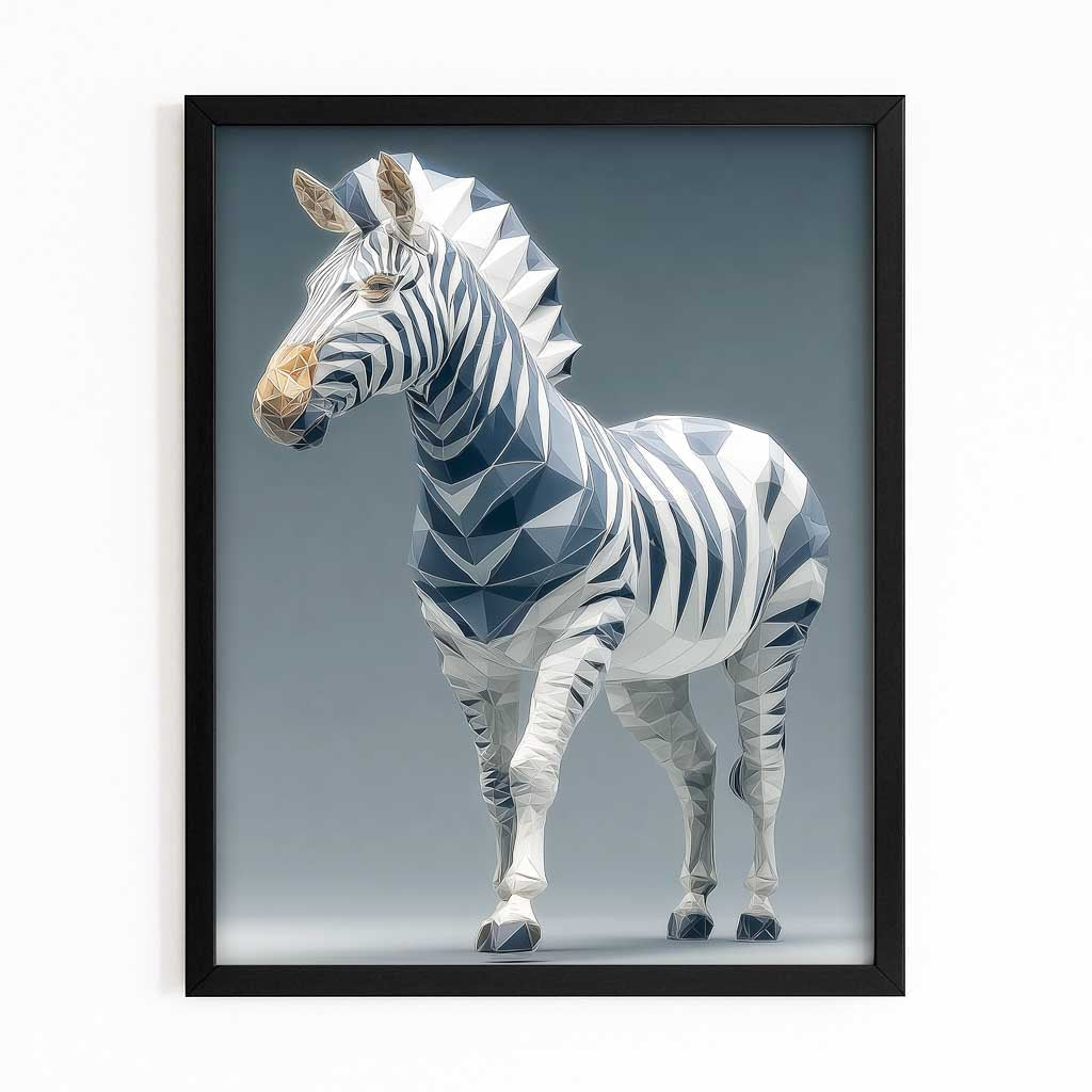 Blue Zebra Canvas Art – with Premium Black frame on white background