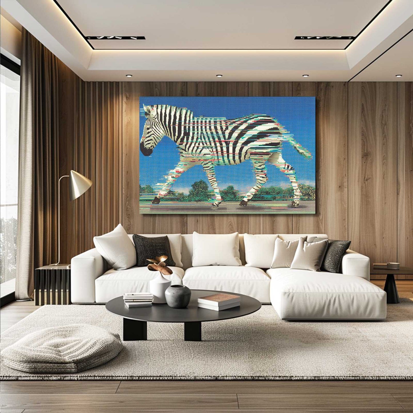 Blue Zebra Canvas – styled in a furnished interior