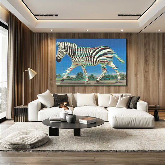 Blue Zebra Canvas – styled in a furnished interior