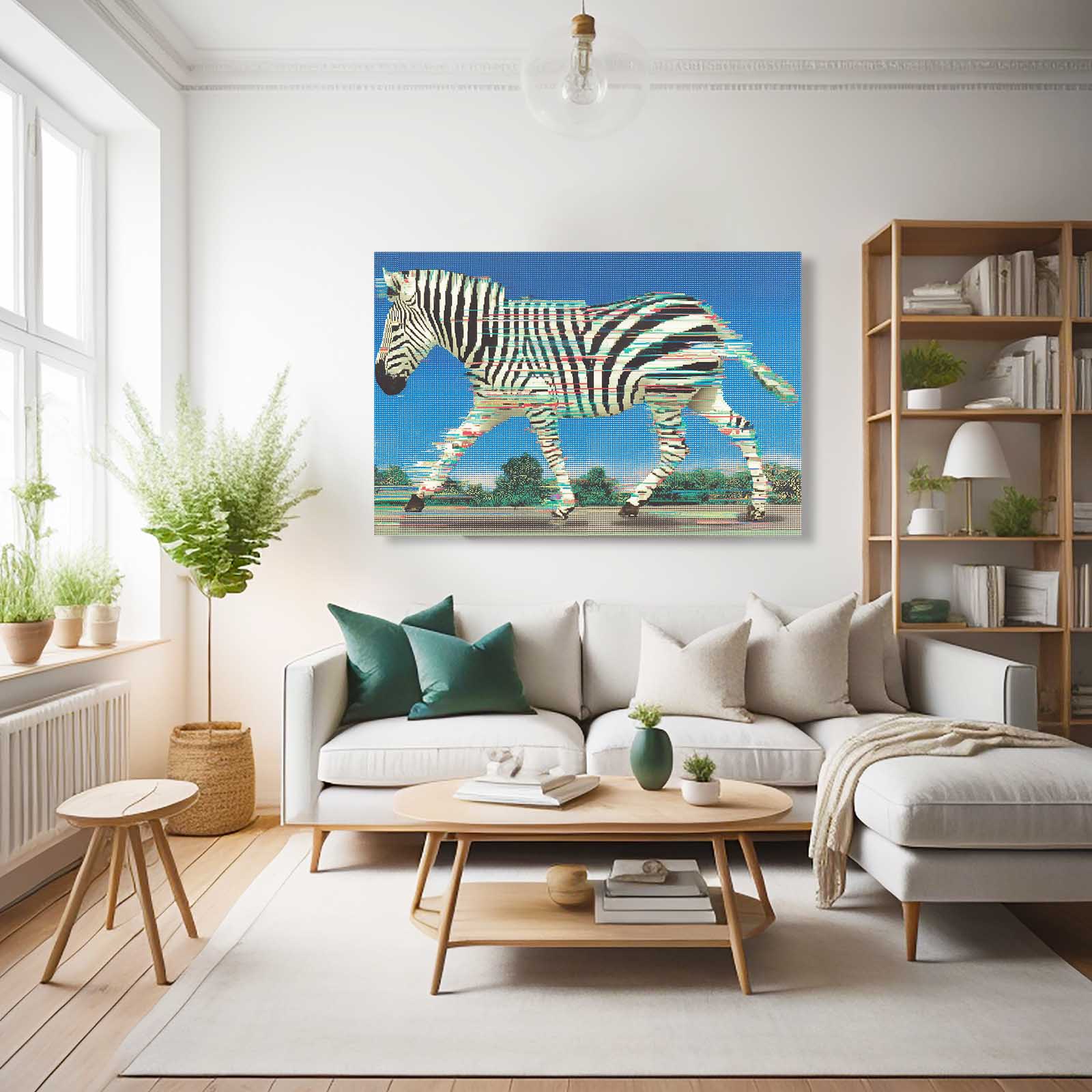 Blue Zebra Canvas – styled in a furnished interior