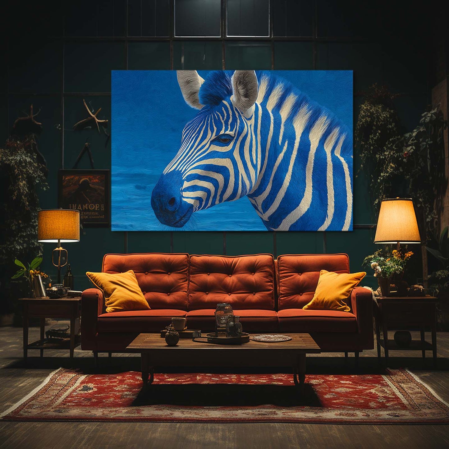 Blue Zebra Prints – styled in a furnished interior
