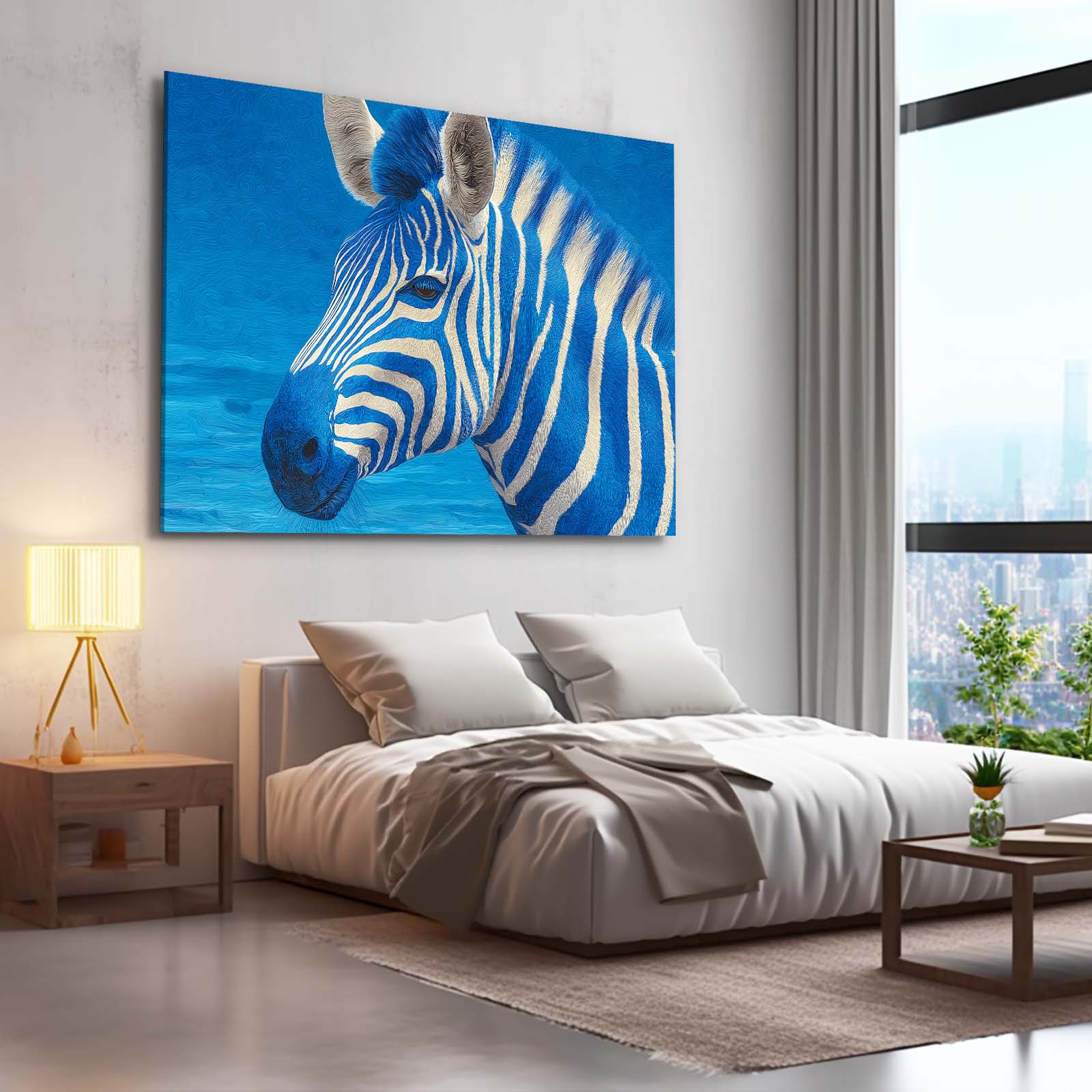 Blue Zebra Prints – styled in a furnished interior