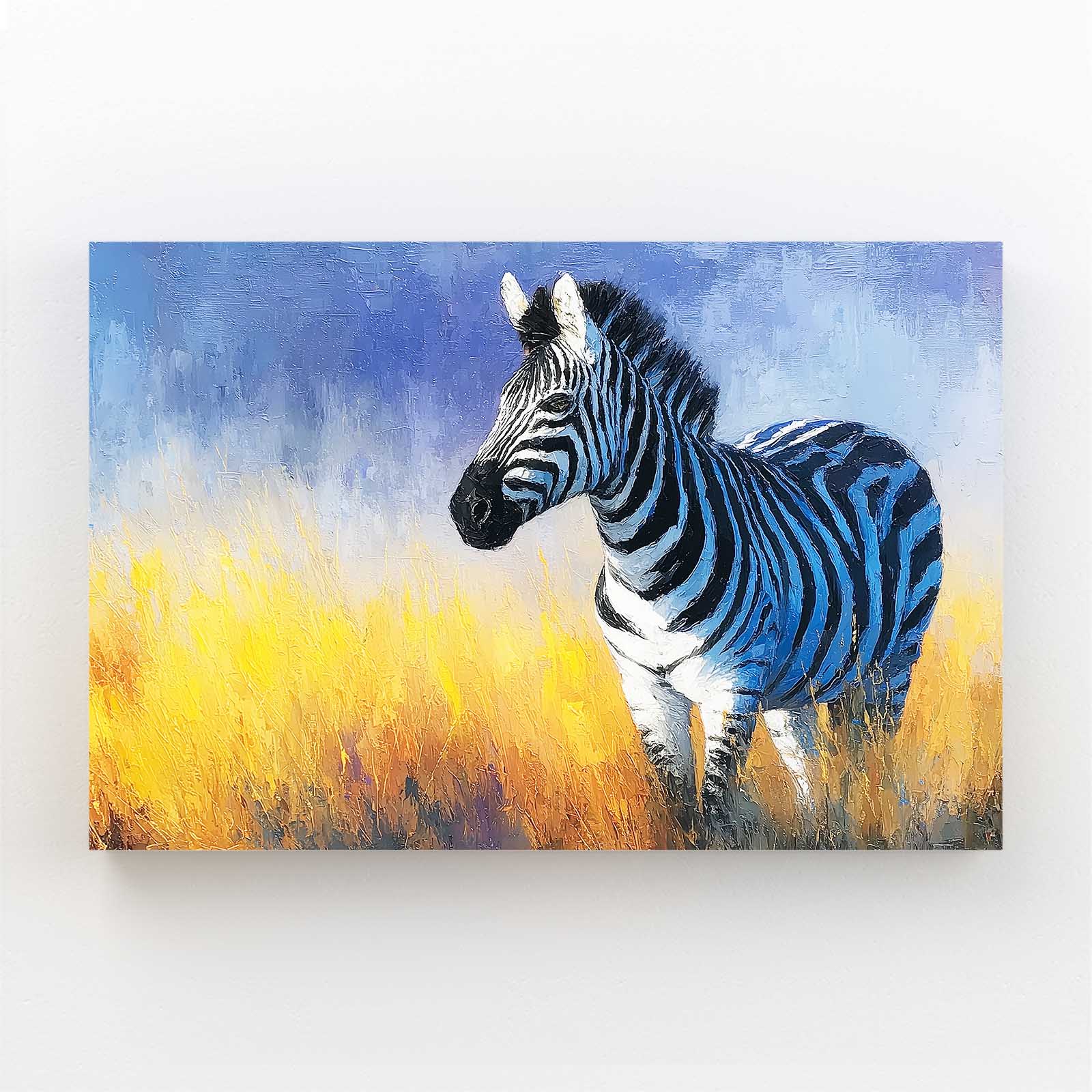 Blue Zebra Wall Art – blue canvas print