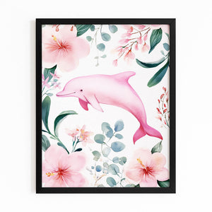 Blush Botanical Dolphin Art