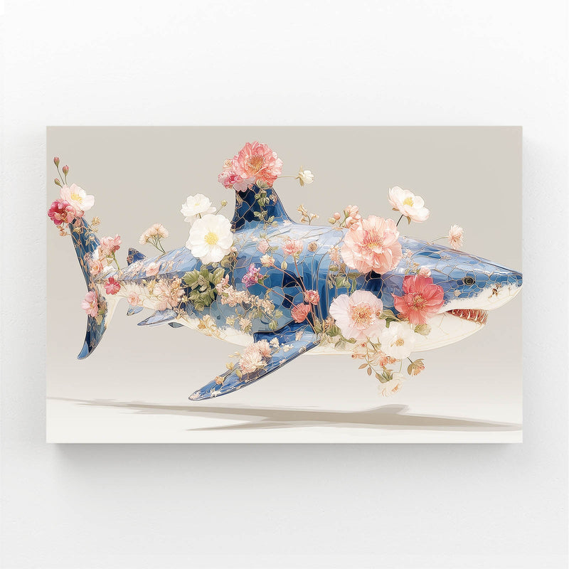 Blush Floral Shark Wall Decor – blush floral shark canvas print