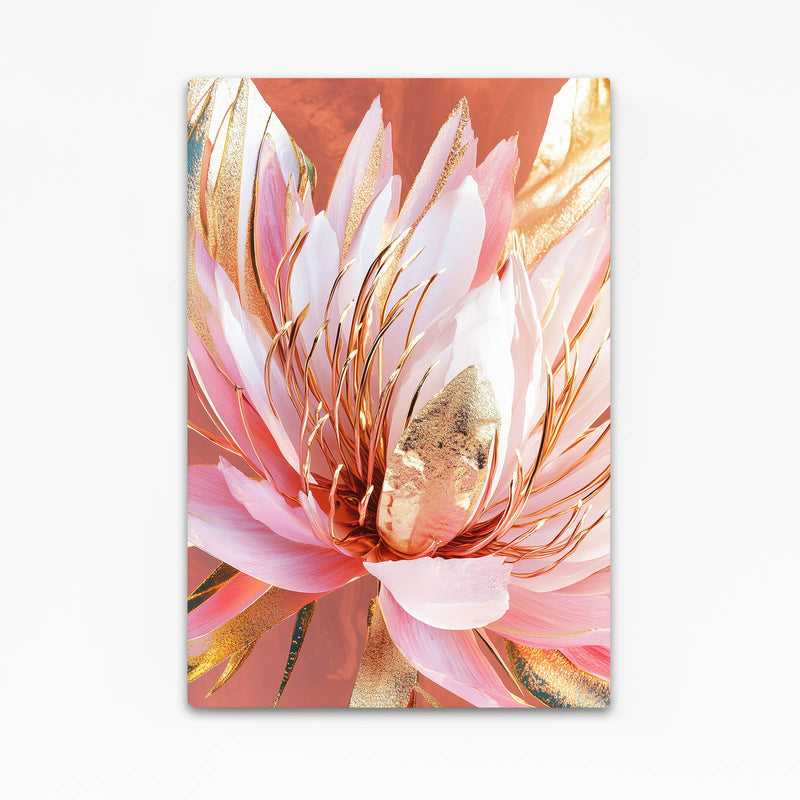Blush Gold Bloom Flower Wall Art — contemporary canvas print, canvas print on white background