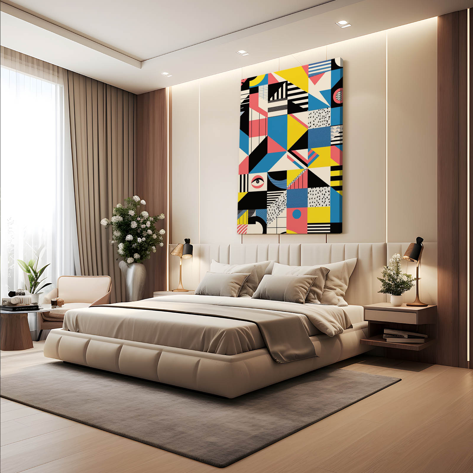 Boho Art Colors — abstract canvas print in blue tones, view 4