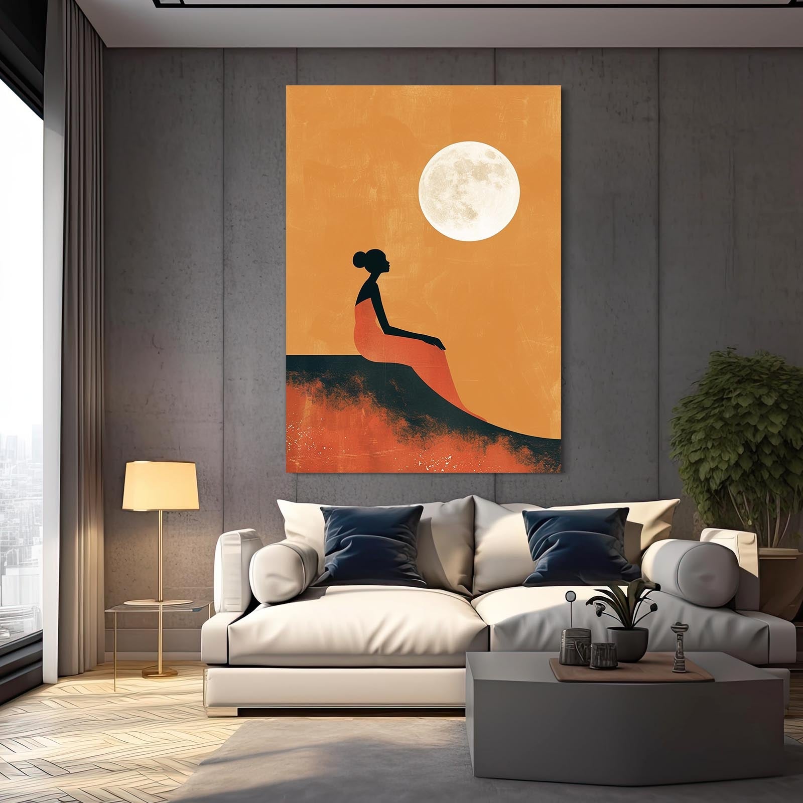 Boho Art Moon And Woman