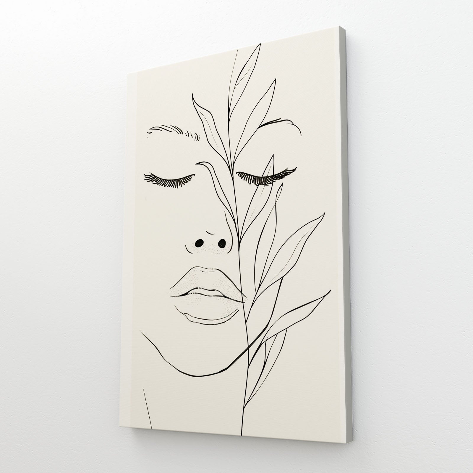 Boho Art Prints — botanical canvas print in white tones, view 2