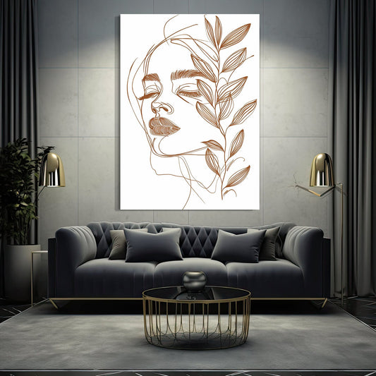 Boho Art Style — line canvas print in white tones, view 3