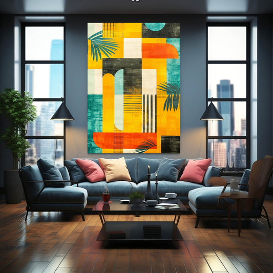 Boho Artwork on Canvas — abstract canvas print in orange tones, view 3