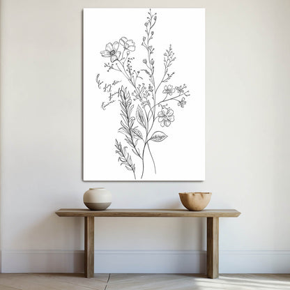 Boho Black & White Botanical Art
