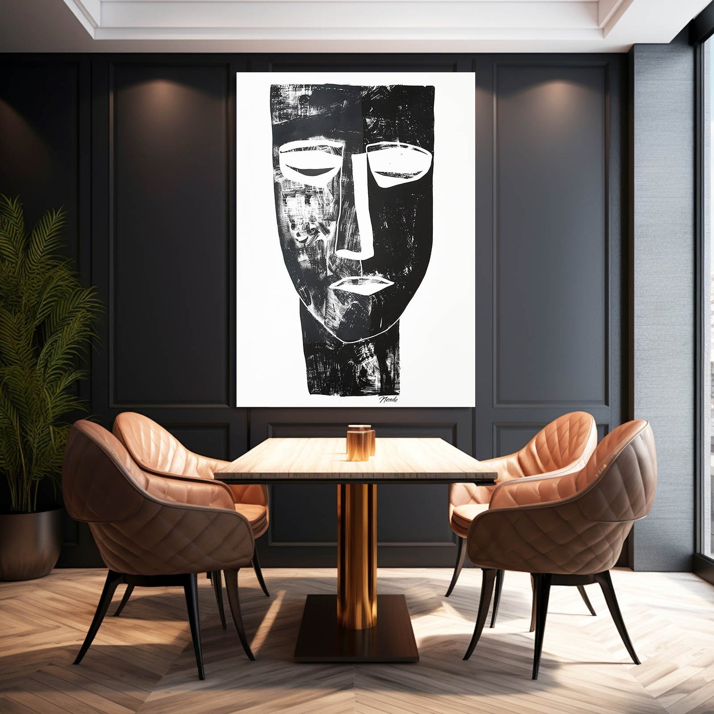 Boho Black & White Face Decor