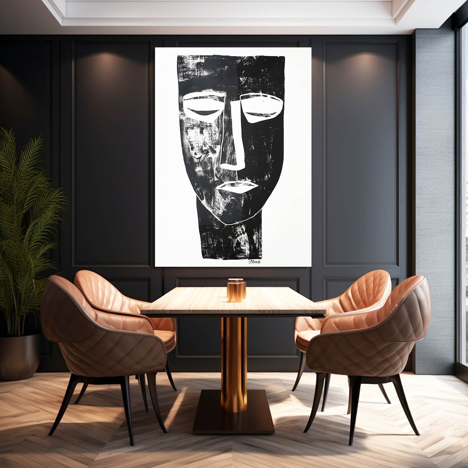 Boho Black & White Face Decor
