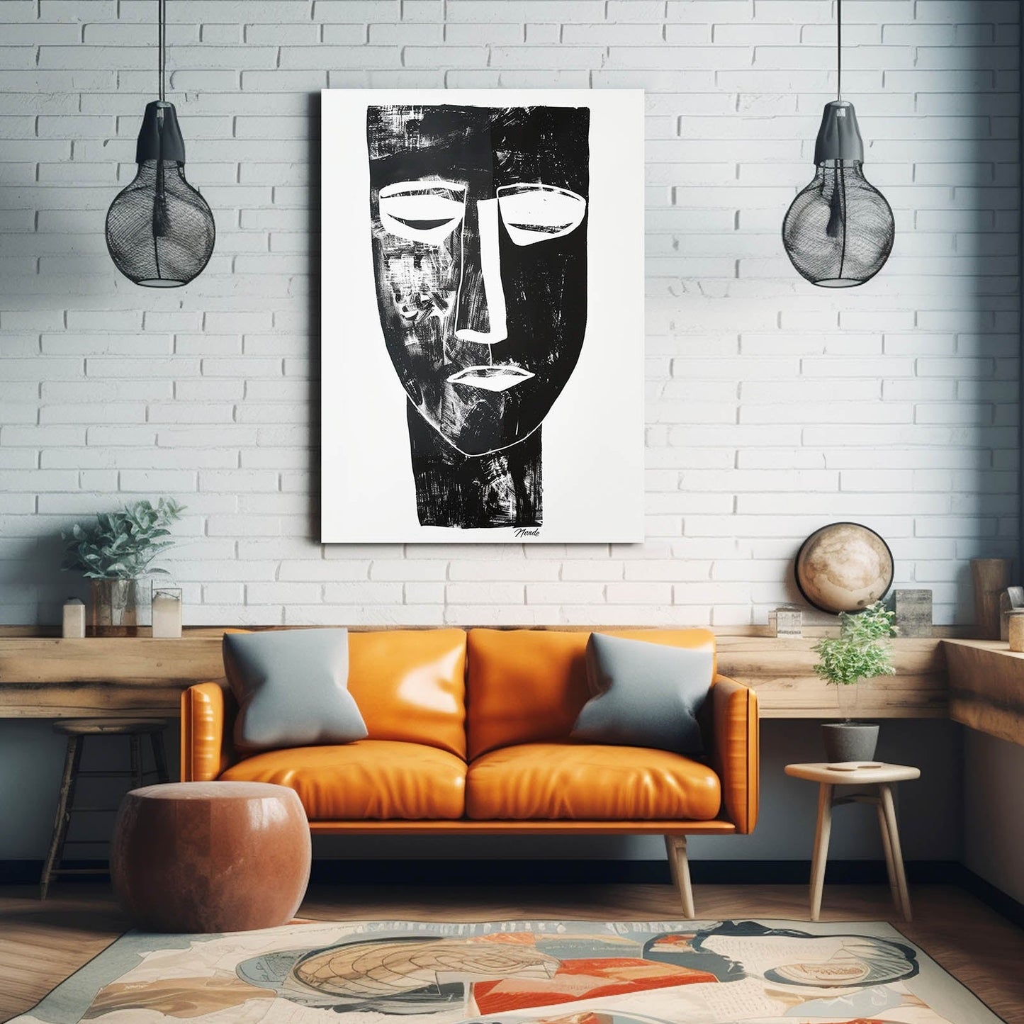 Boho Black & White Face Decor