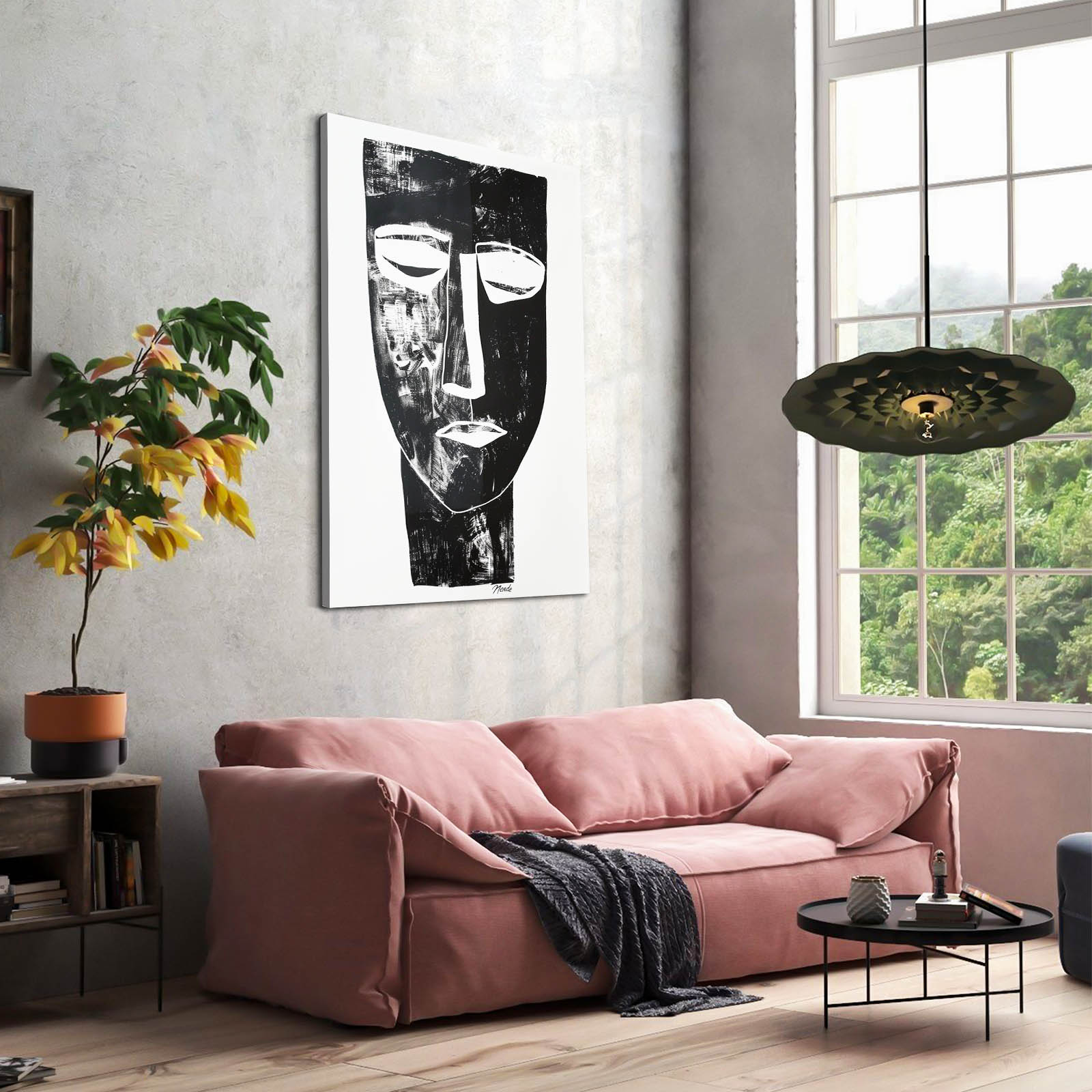 Boho Black & White Face Decor
