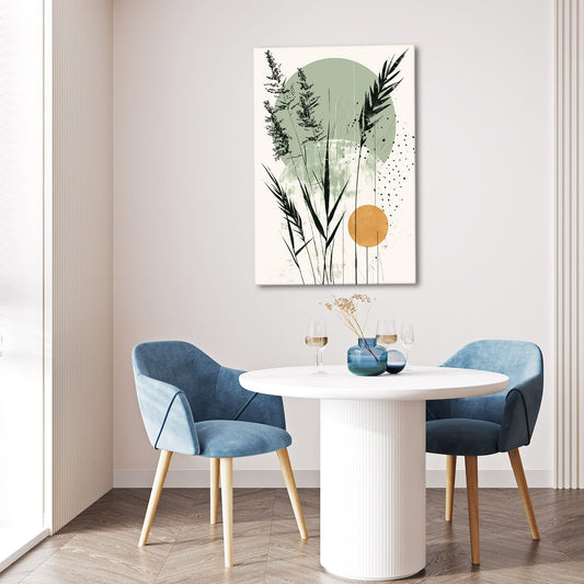 Boho Botanical Green Art — botanical canvas print in white tones, view 3