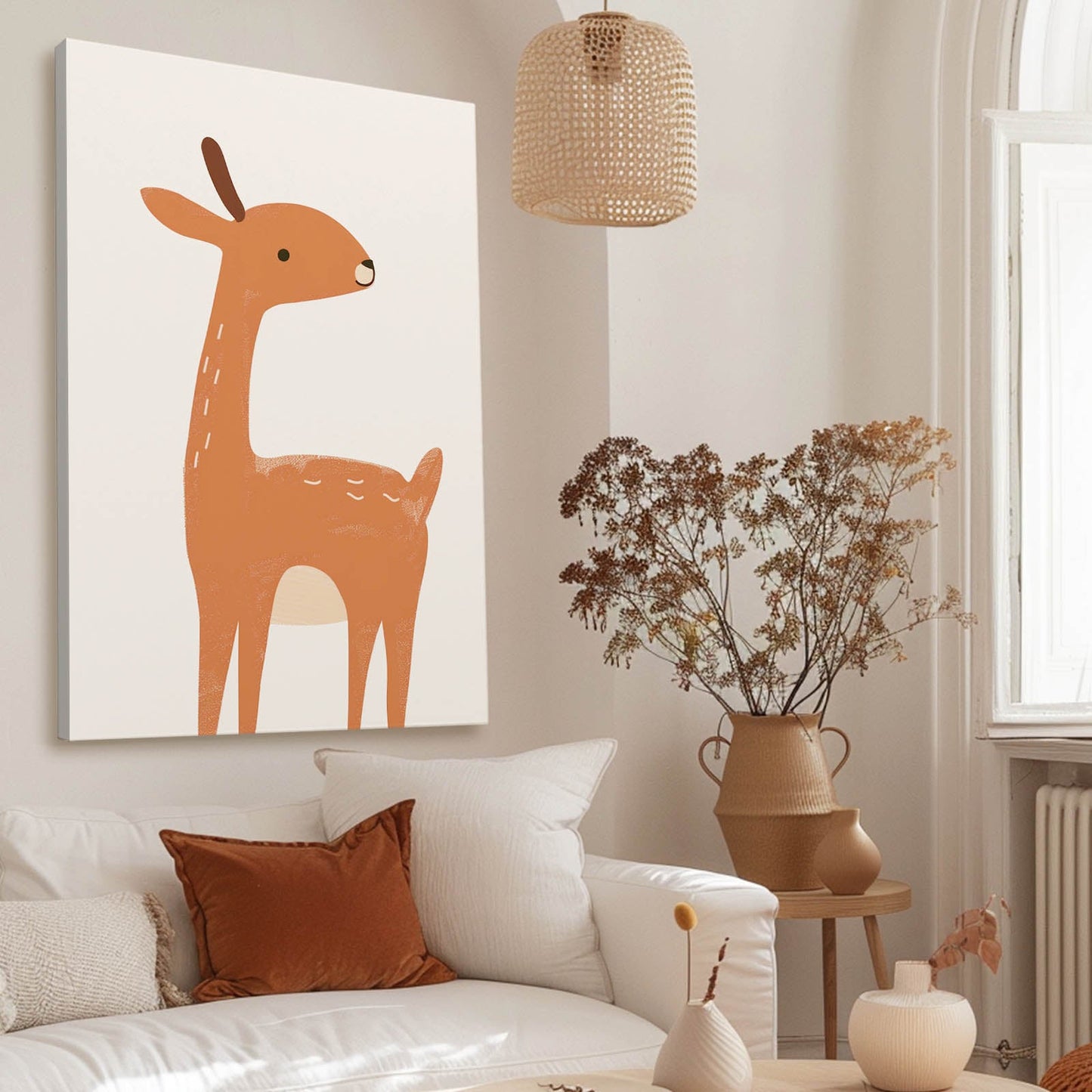 Boho Cartoon Deer Wall Art
