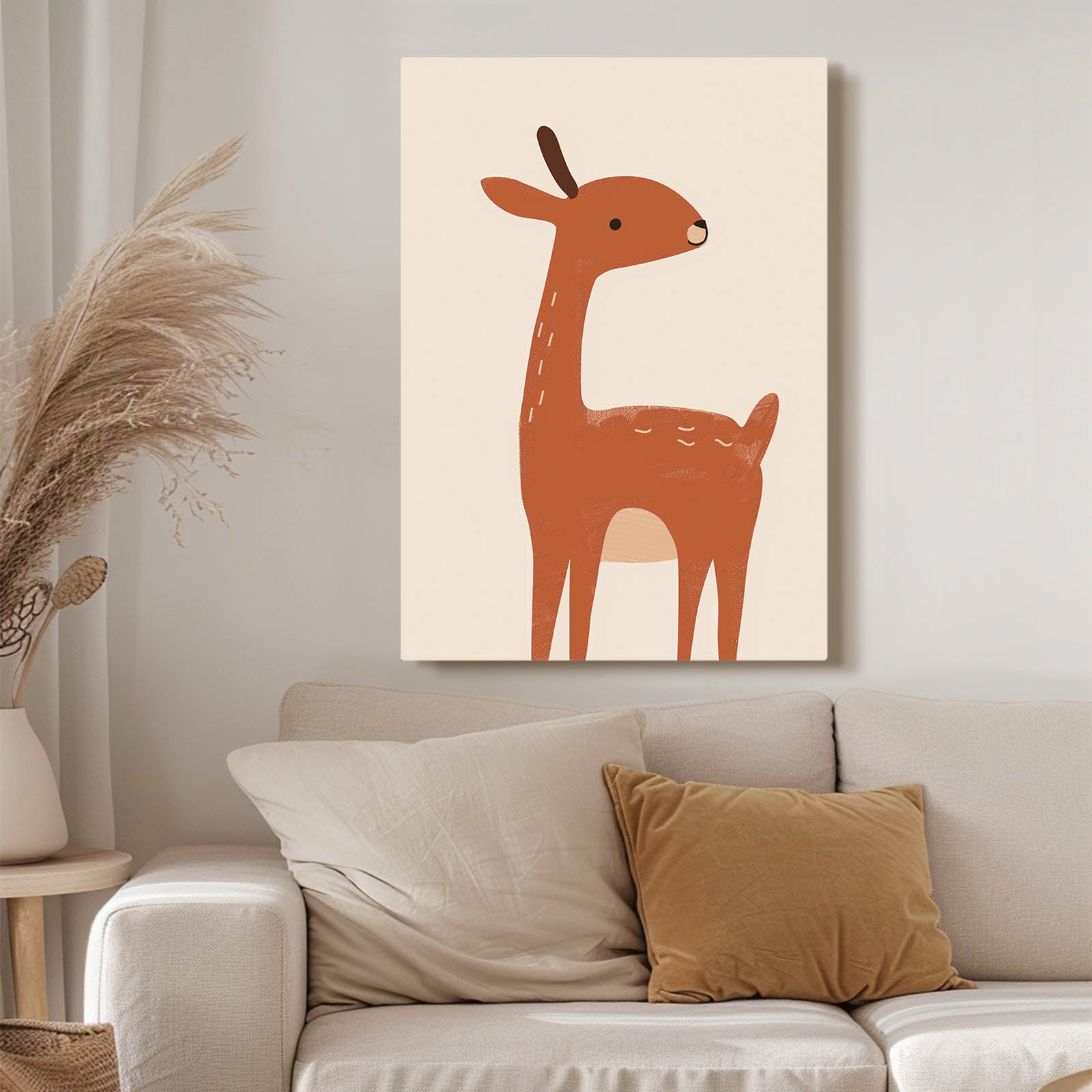 Boho Cartoon Deer Wall Art