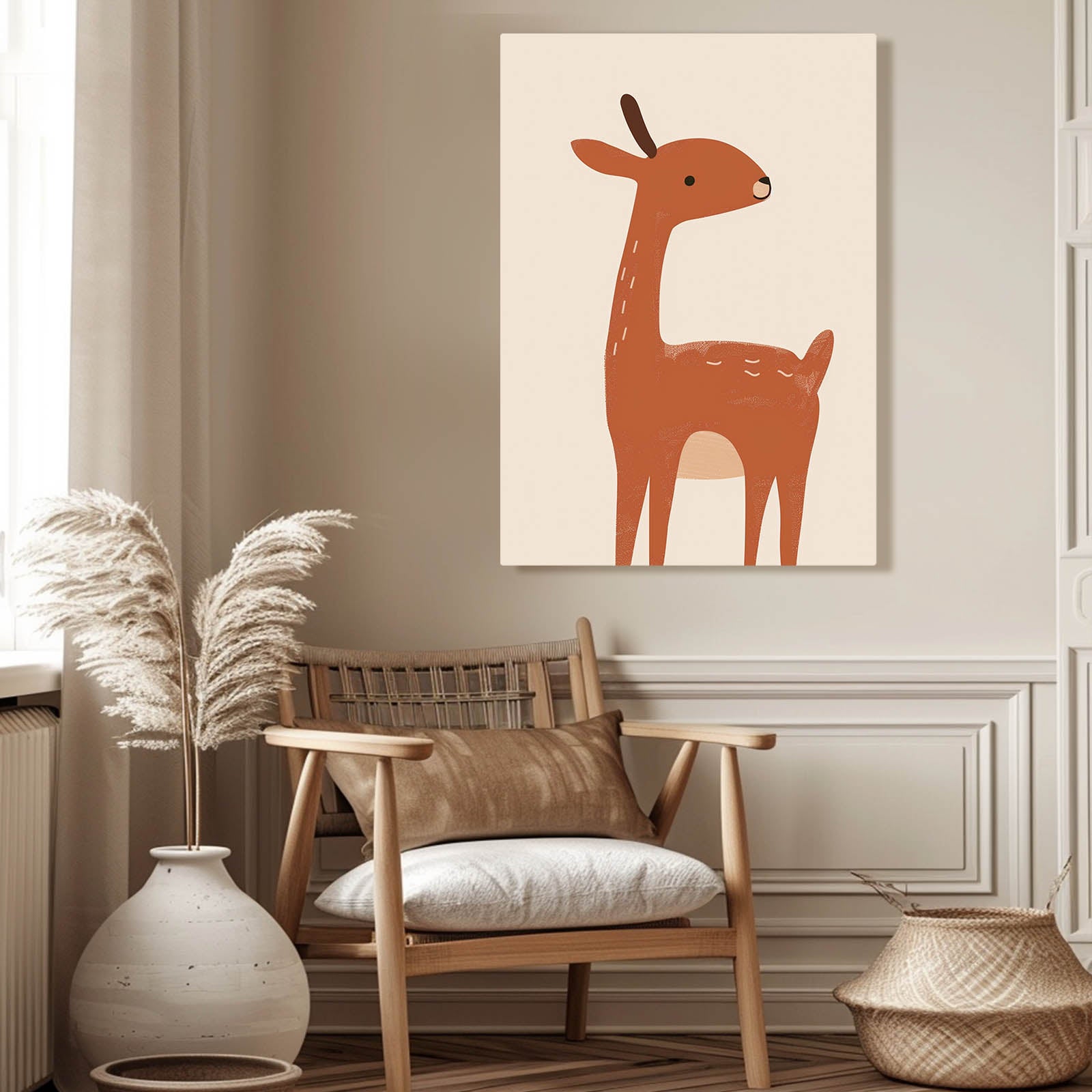 Boho Cartoon Deer Wall Art