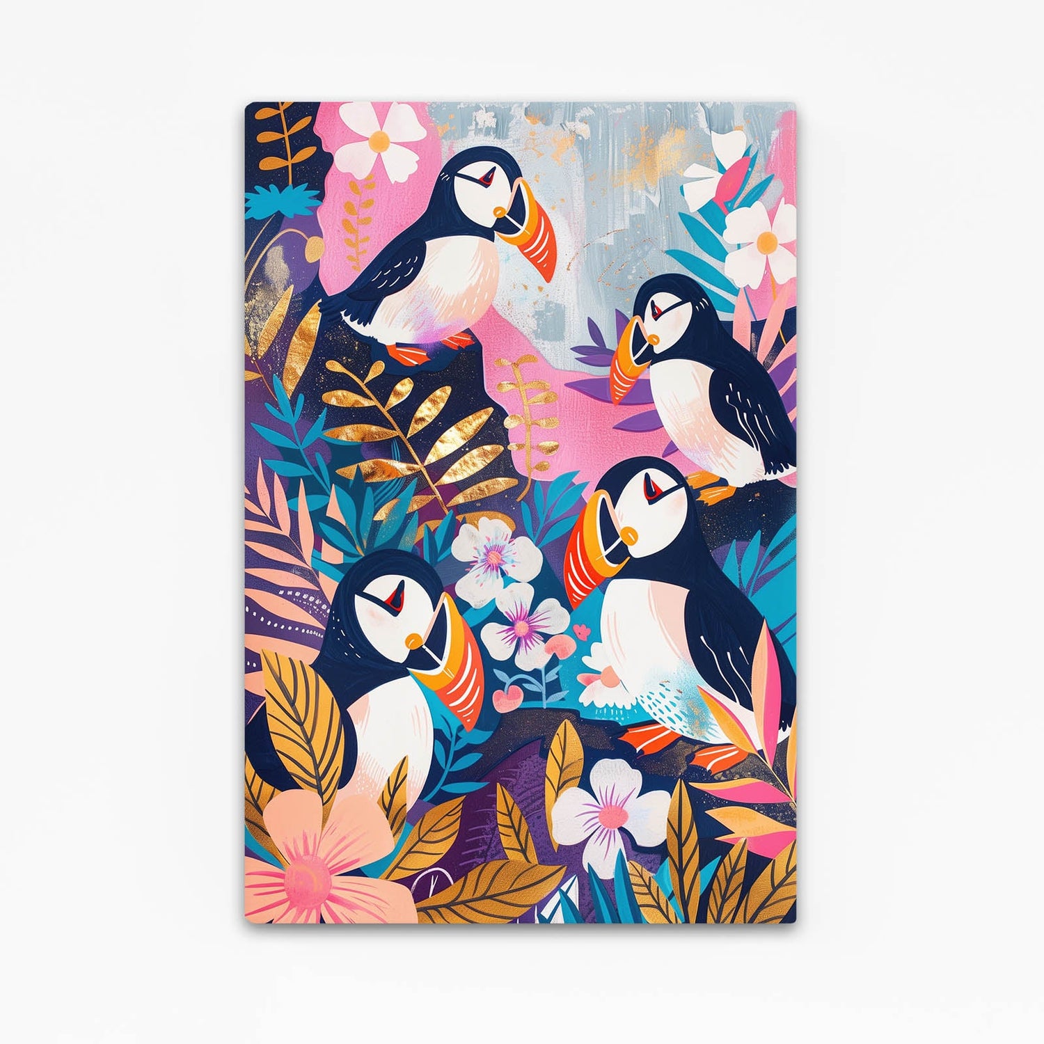 Boho Coastal Puffin Art Wall Art
