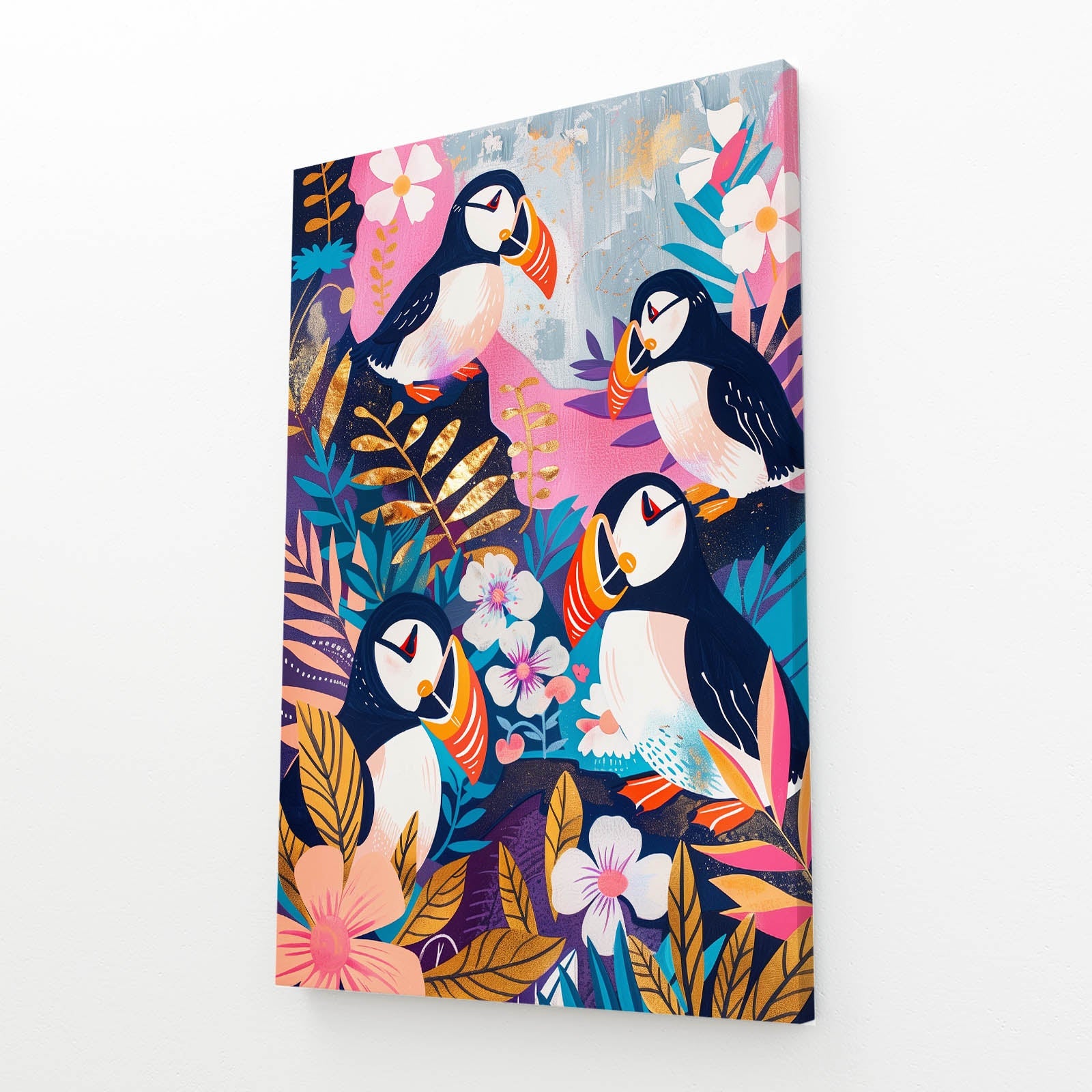 Boho Coastal Puffin Art Wall Art