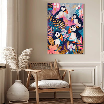 Boho Coastal Puffin Art Wall Art
