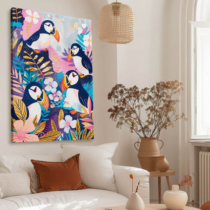 Boho Coastal Puffin Art Wall Art