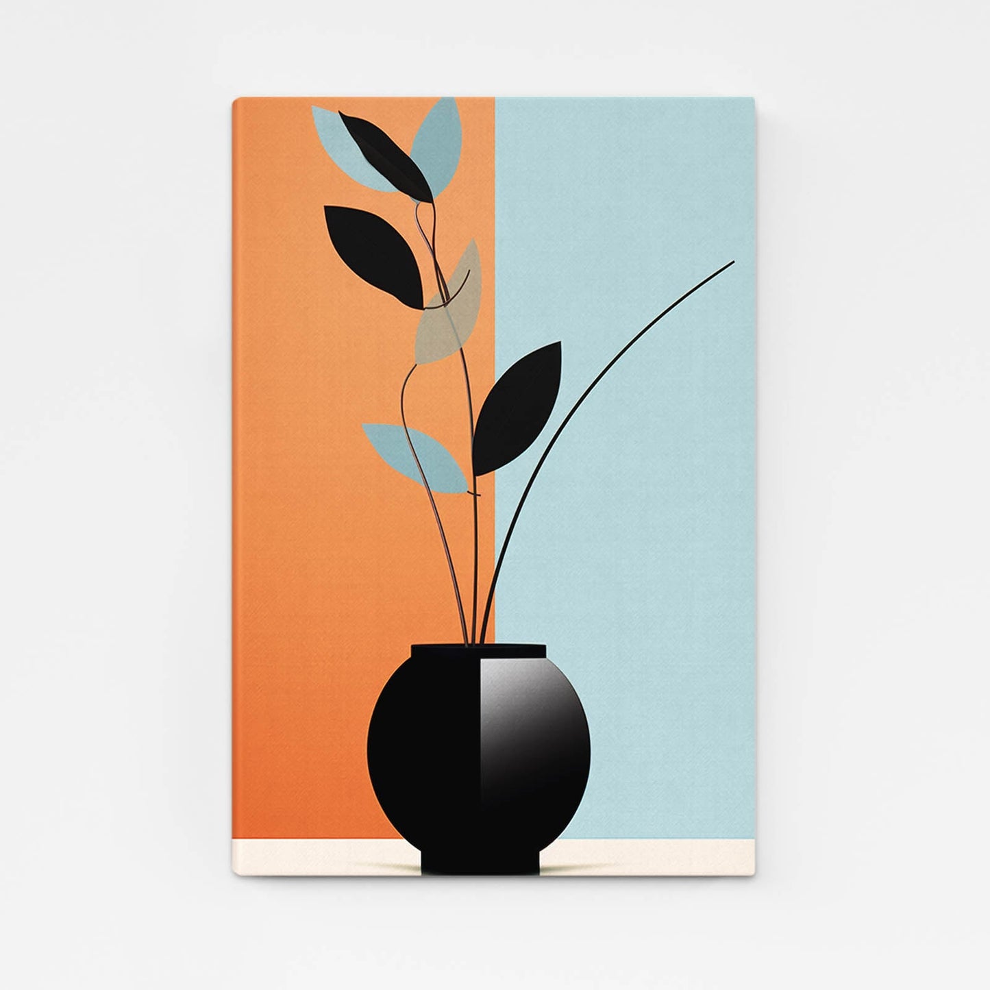 Boho Contemporary Leaf Decor — contemporary canvas print in orange tones