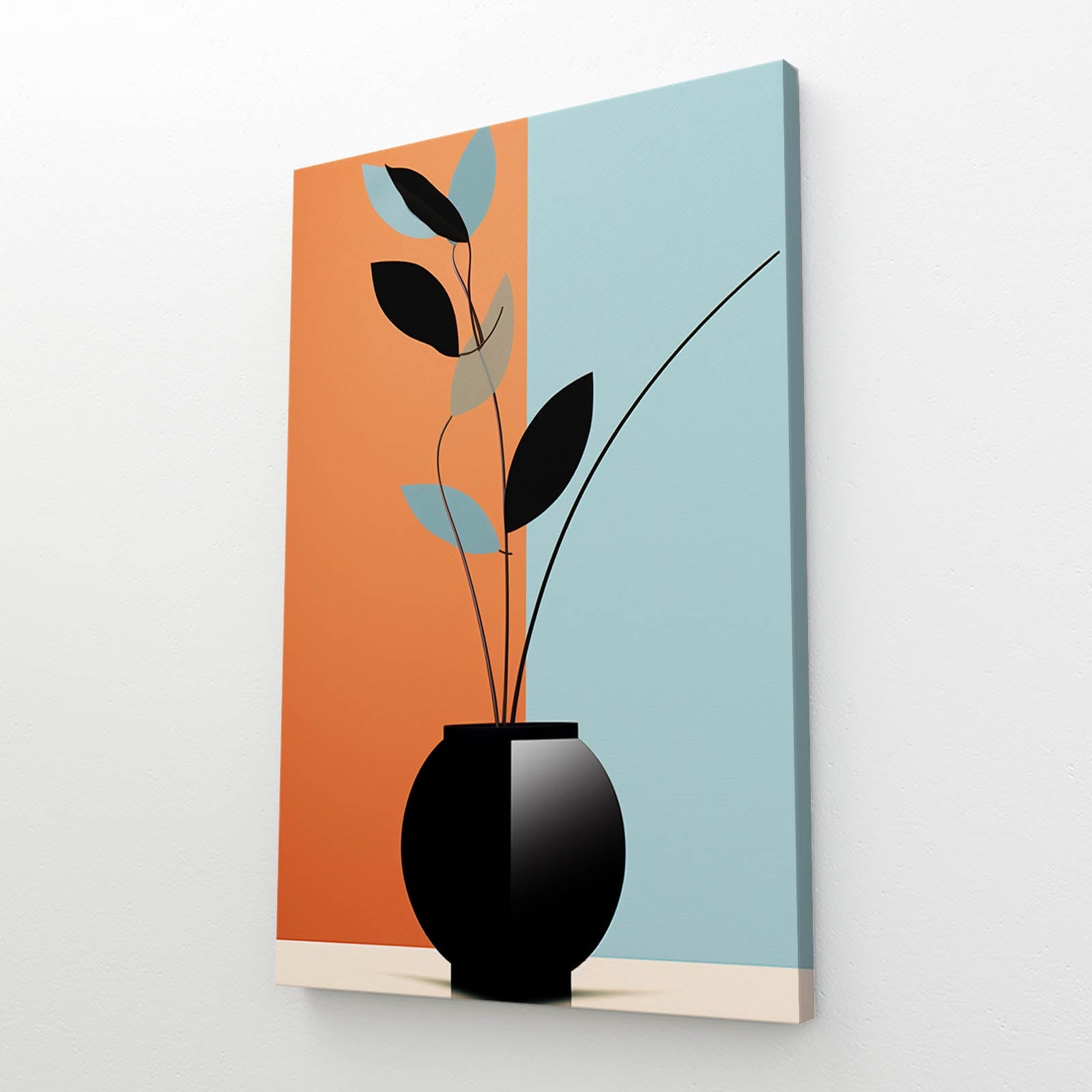 Boho Contemporary Leaf Decor — contemporary canvas print in orange tones, view 2