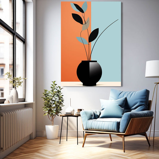 Boho Contemporary Leaf Decor — contemporary canvas print in orange tones, view 3