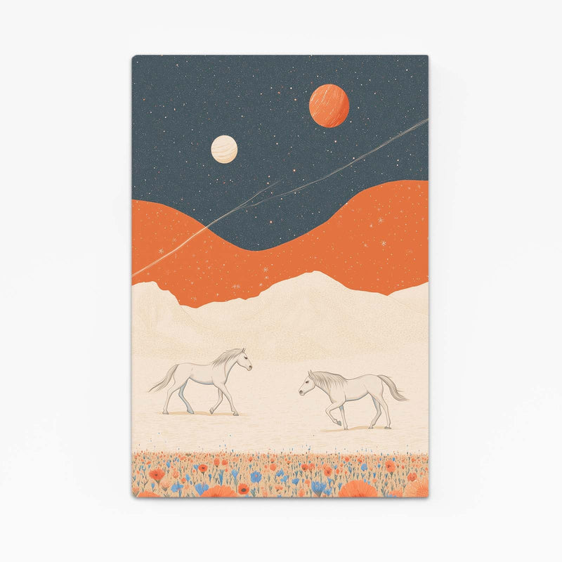 Boho Horse Canvas Art – angled canvas view on white background