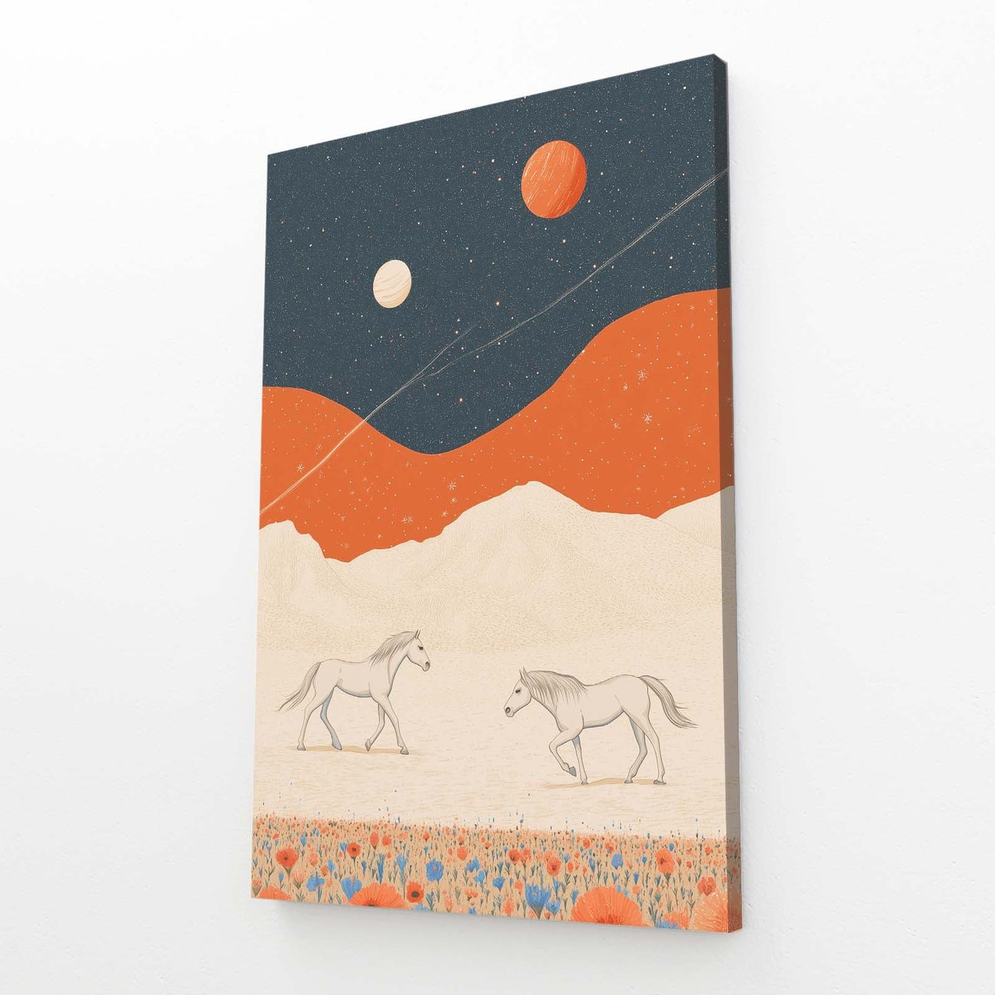 Boho Horse Canvas Art – angled canvas view on white background