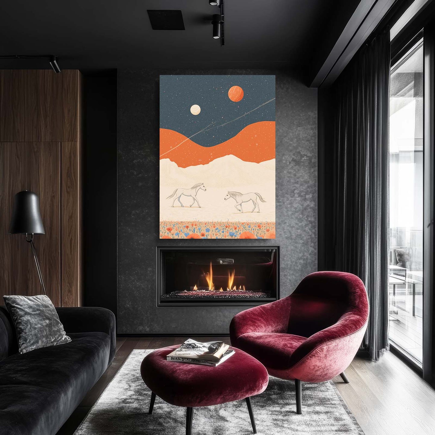 Boho Horse Canvas Art – angled canvas view on white background