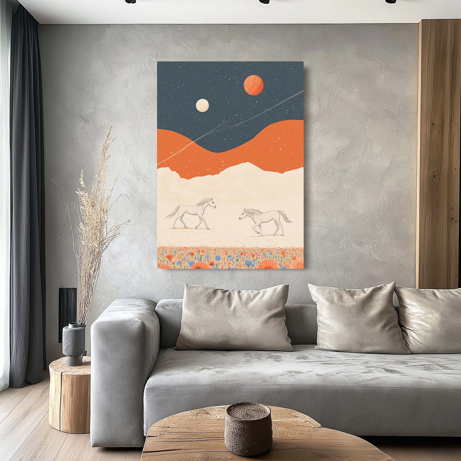Boho Horse Canvas Art – angled canvas view on white background