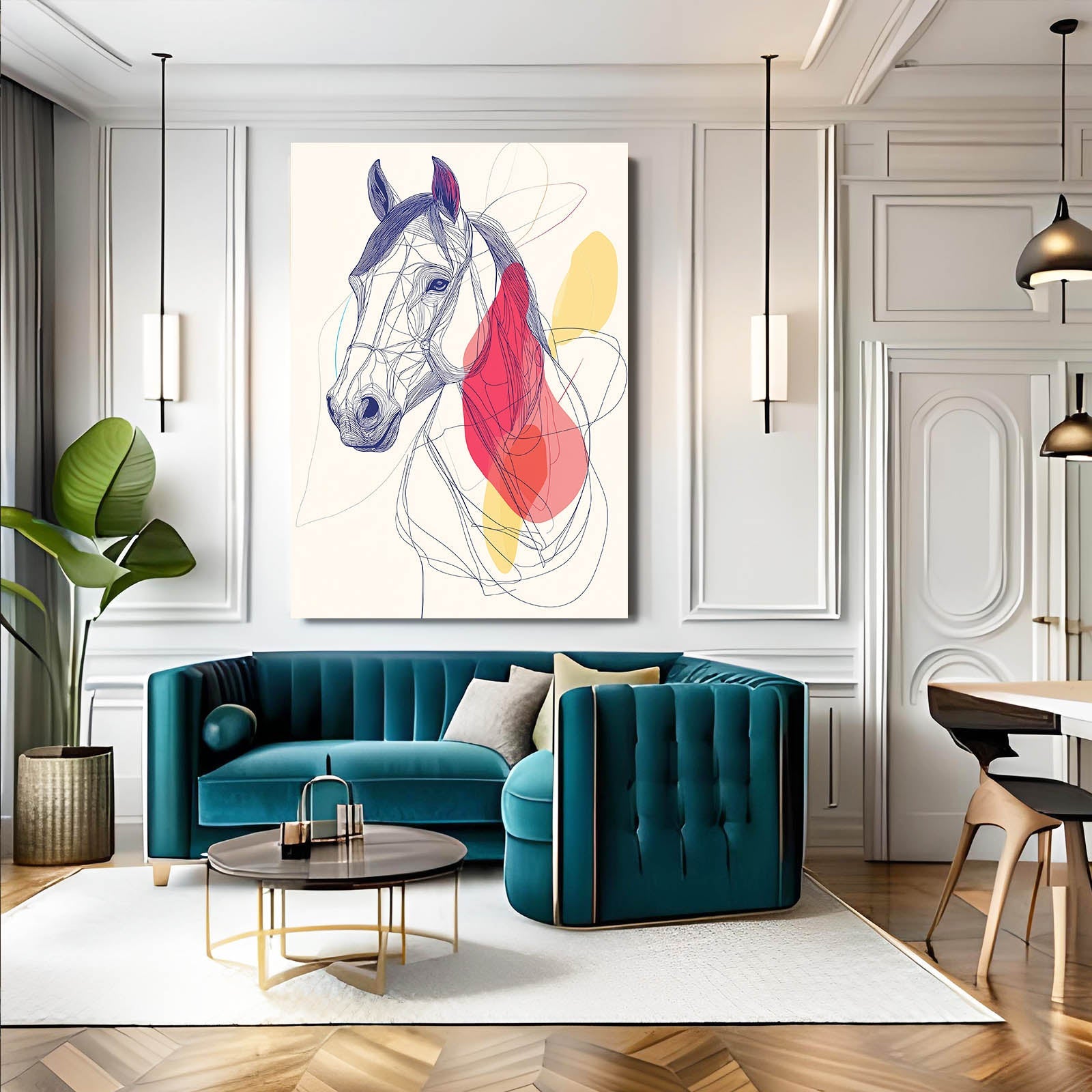 Boho Horse Wall Art – angled canvas view on white background