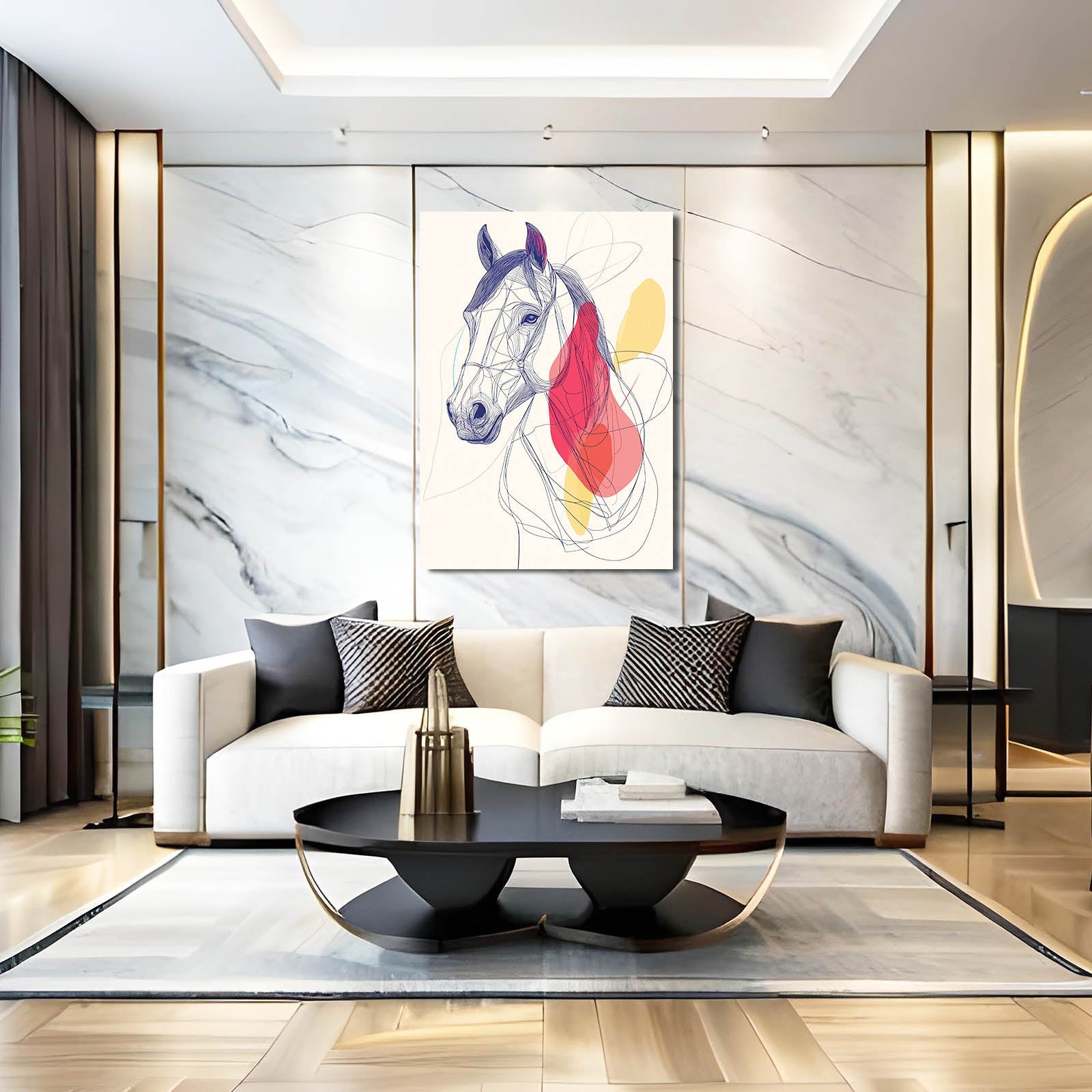 Boho Horse Wall Art – angled canvas view on white background
