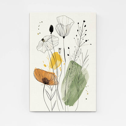 Boho Line Art Flower Canvas