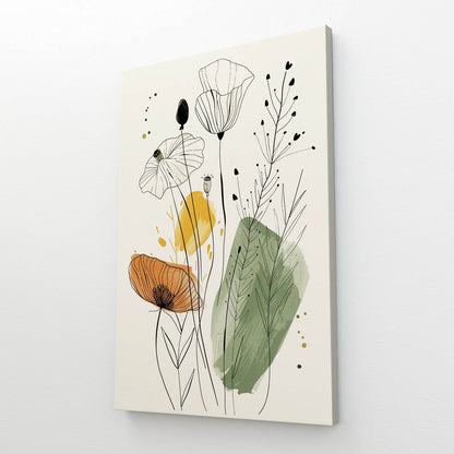 Boho Line Art Flower Canvas