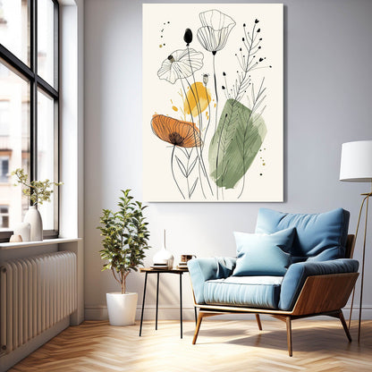 Boho Line Art Flower Canvas