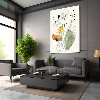 Boho Line Art Flower Canvas